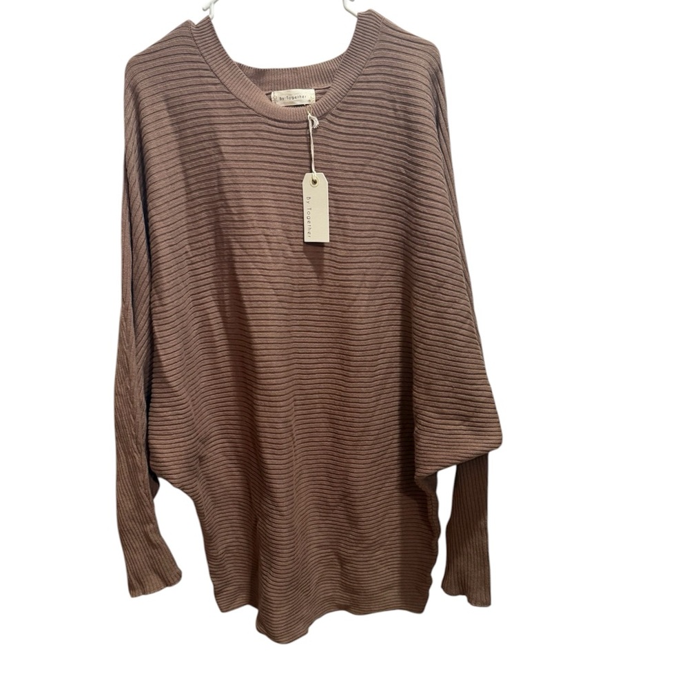 By Together Brown Ribbed Long Sleeve Shirt Size Large NWT